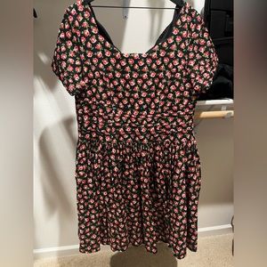 Unique Vintage black and red rose dress